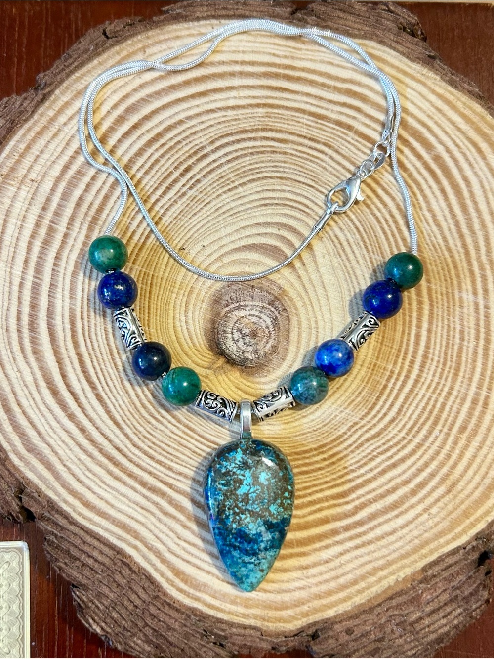 Handcrafted 100% natural Azurite necklace